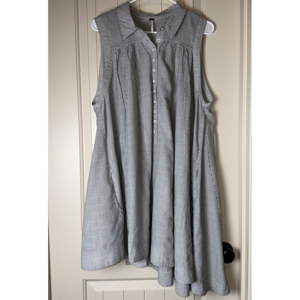 Free People 'Young Spirit' Striped Dress Tunic Lagenlook Asymmetrical Hem Sz S